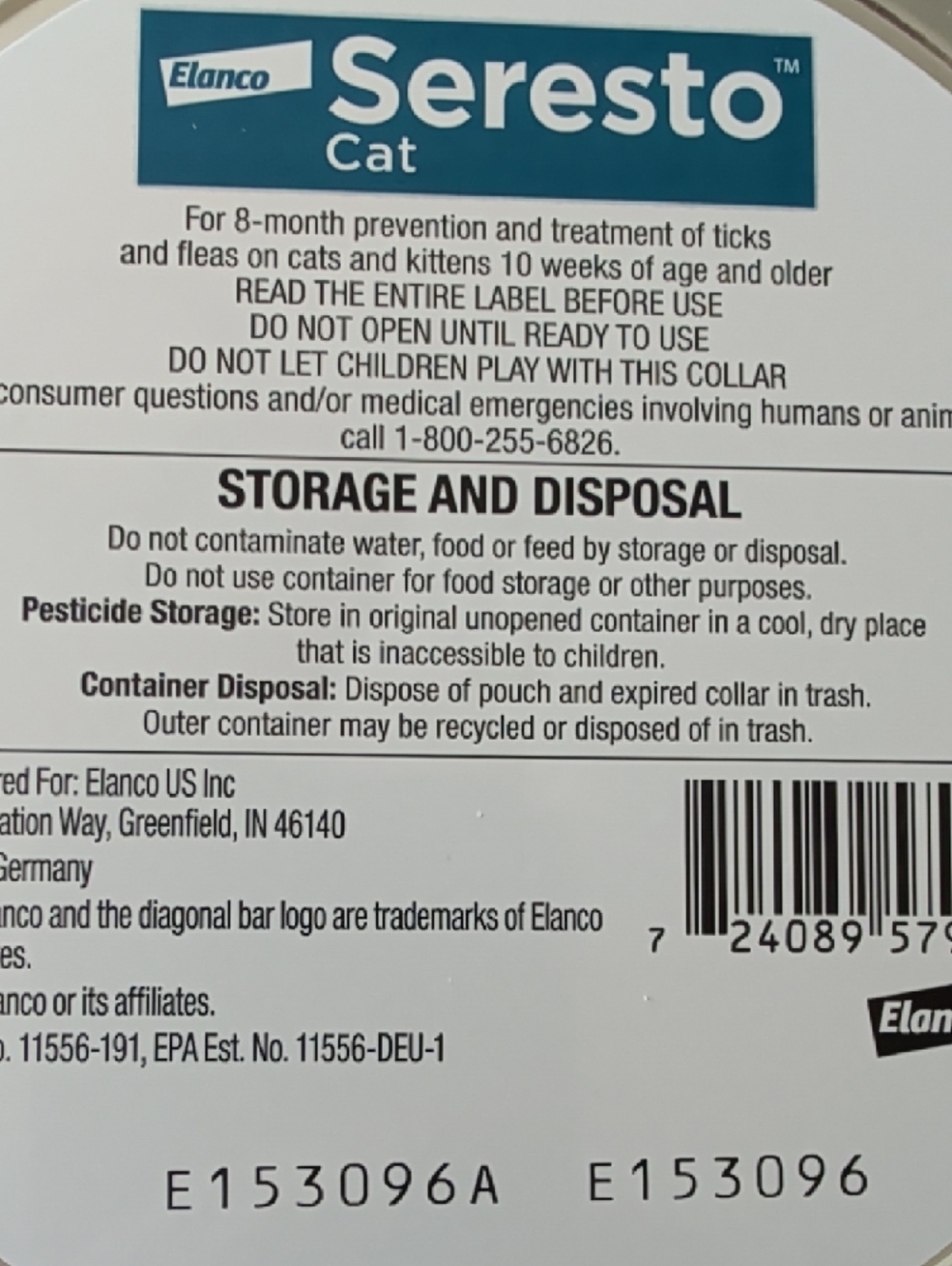 Elanco Seresto Cat Flea Collar Tin — Blue, White, Green, Orange - Picture 2 of 2